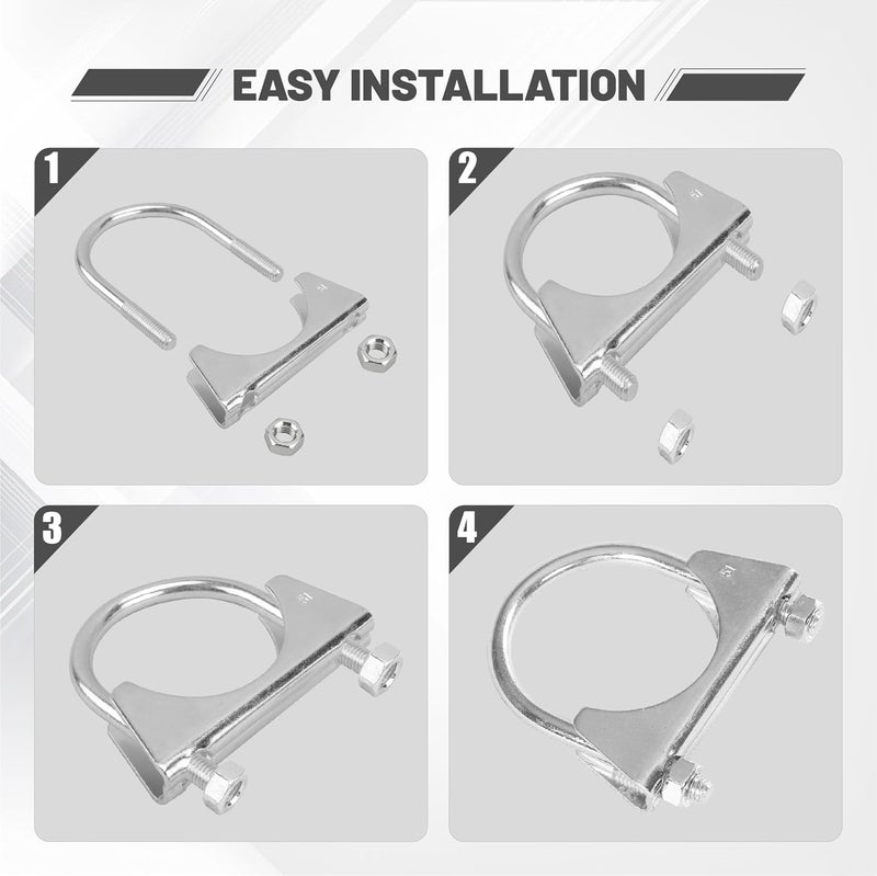 GESEXI 2" U-shaped Exhaust Pipe Clamp Mild Steel Muffler Exhaust Clamps with Anti-Rust Coat Pack of 2 - Image 4